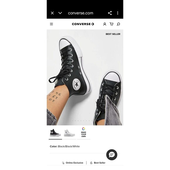 Converse Chuck Taylor Leather All Star Lift High Black Platform Women Size 8 44 - Picture 2 of 16